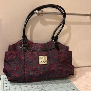 Jeun Bang Purple and Pink Paisley Print Purse / Shoulder Bag